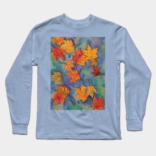 Fire Leaves Watercolor Long Sleeve T-Shirt